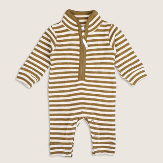 Brown Waffle Striped Stylish Jumpsuit