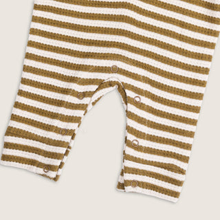 Brown Waffle Striped Stylish Jumpsuit