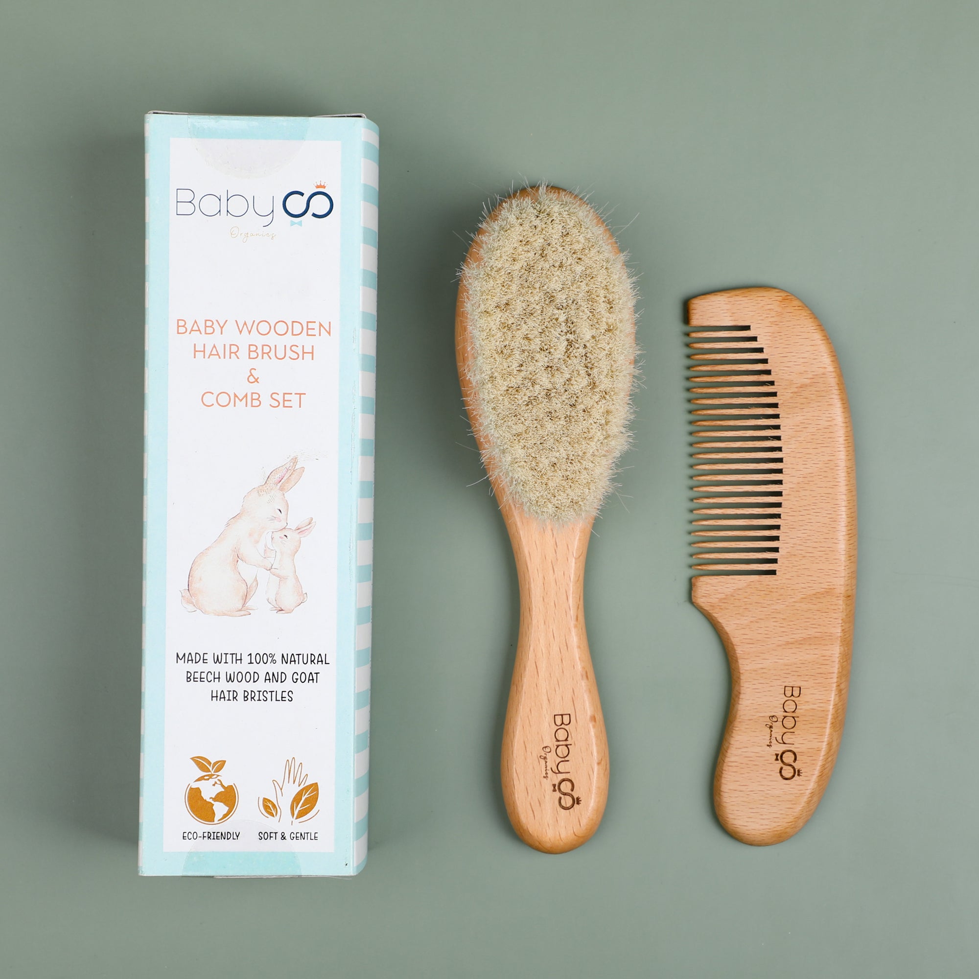 Baby Wooden Hairbrush Comb Set – BabyCo Organics - Main Image