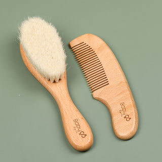 Baby Wooden Hairbrush & Comb Set