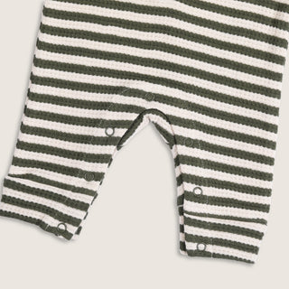 Green Waffle Striped Stylish Jumpsuit