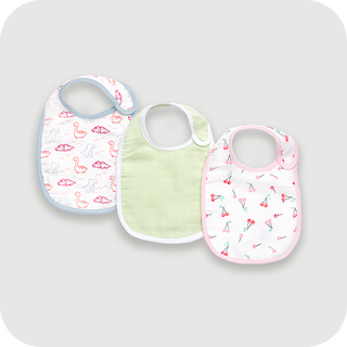 Dinos Day Out, Solid Colour & Cherry-licious Baby Bib Combo